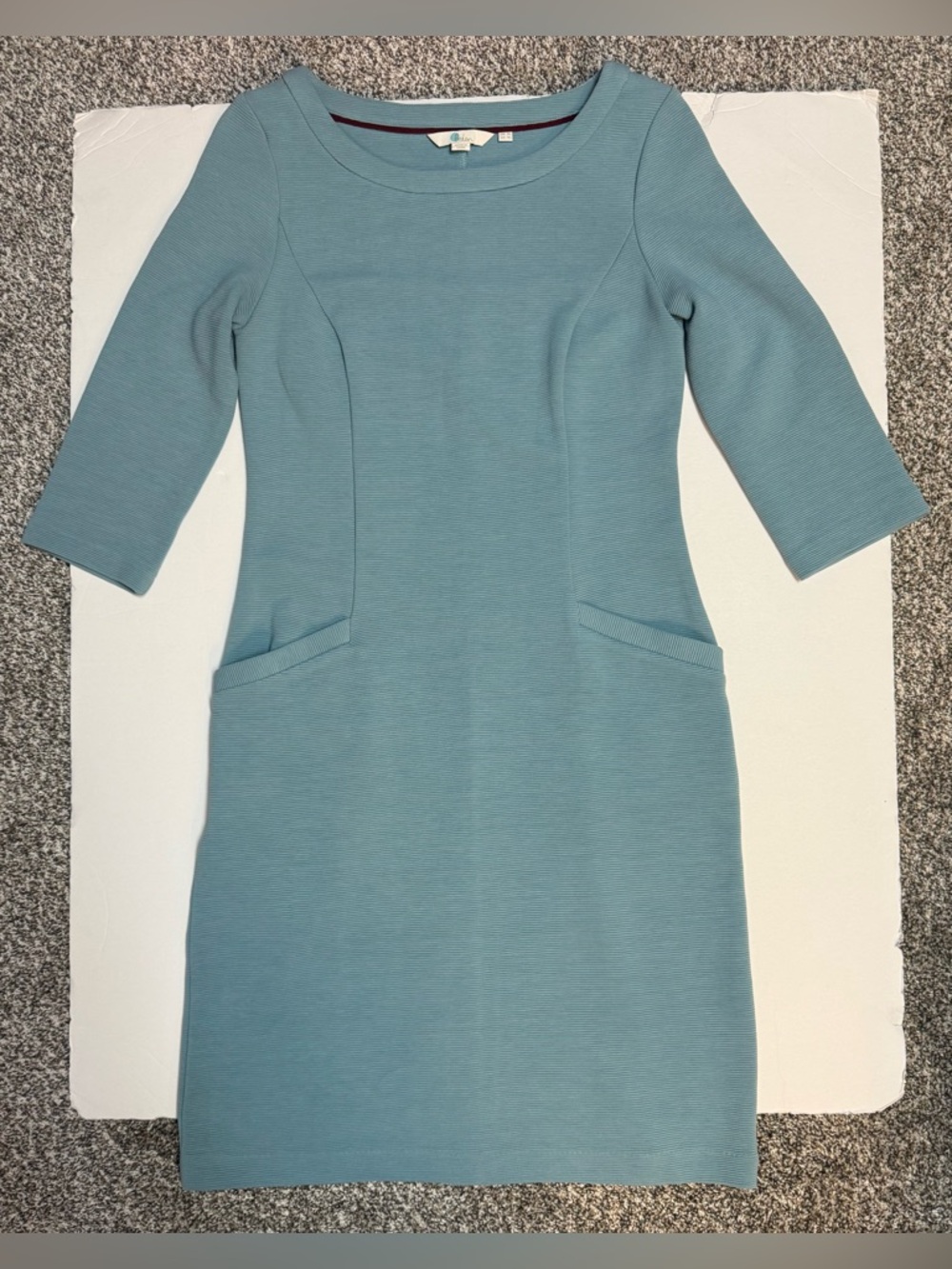 Boden Jasmine Ottoman Classic Ponte shift Midi Dress in Robin egg color size 4L